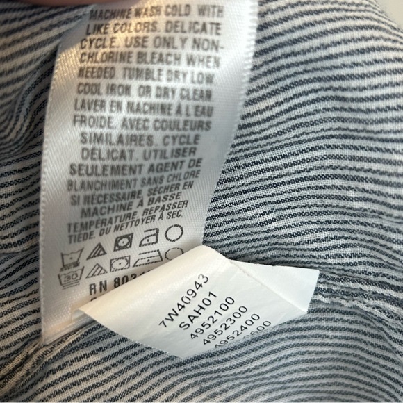 Lucky Brand Striped Peasant Top With Colorful Neck & Cuff Detail Bohemian - Picture 8 of 11